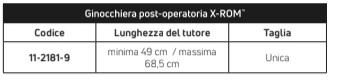 Misure Ginocchiera X-ROM Donjoy universale post-operazione